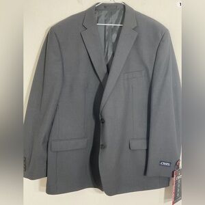 Chaps Mens Sport Coat Grey 52R Stretch Blazer Jacket Two Button New With Tags